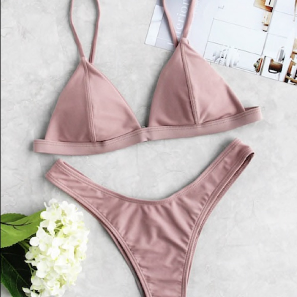 Mauve/pink triangle thong bikini - size small